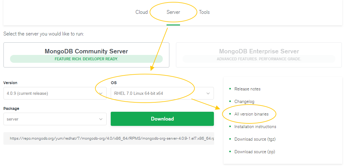 download mongodb binaries