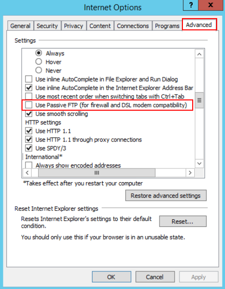 ftp client download files automatically windows server 2012