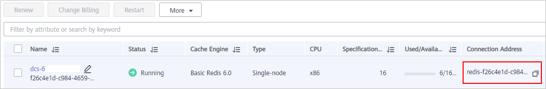 Obtain the instance's connection address. 